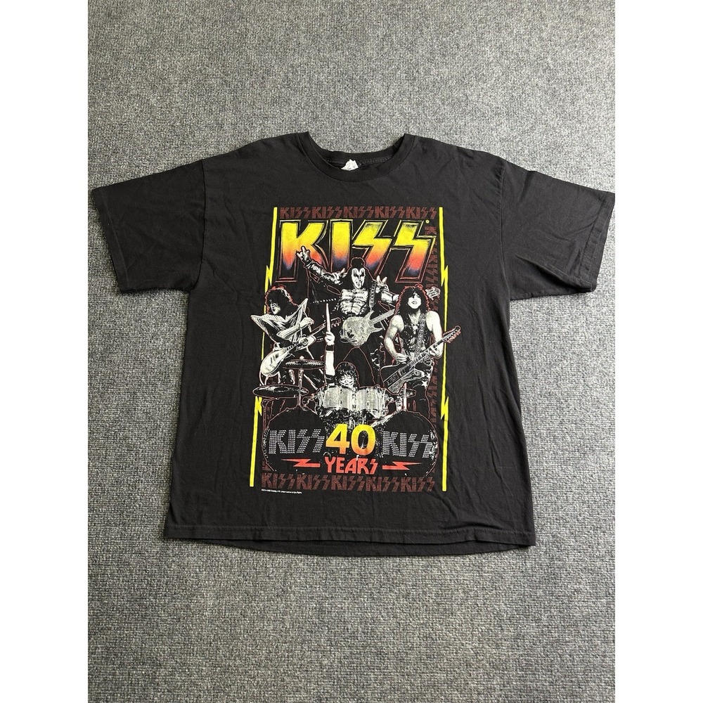 Mens KISS 40 Years Band Tour T Shirt 2014 Black Made in Mexico, Size XL
